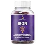 Iron Gummies Supplement with Vitamin C, A, Vitamins B Complex, Folate, Multivitamins for Women, Kids & Adults - Supports Energy, No After Taste, Vegan Supplements - Grape Flavor (60 Ct)