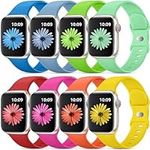 8 Pack Sport Bands Compatible with Apple Watch Band 38mm 40mm 41mm 42mm 44mm 45mm 49mm for Women Men, Soft Silicone Strap Replacement Wristband for Apple Watch SE iWatch Series 9 8 7 6 5 4 3 2 1 Ultra