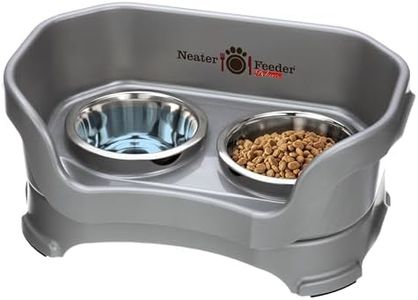 Neater Feeder Deluxe CAT Mess Proof Feeder for Cats, 1 Cup Food & 1-1/2 Cup Water Whisker-Friendly Stainless Steel Bowls, Elevated, No Spill, Non-Tip, Non-Slip. Made in USA