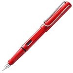 LAMY safari red - Fountain Pen with ergonomic grip & polished steel nib in size EF - ideal for any Writing & Calligraphy - including LAMY T 10 blue cartridge - Right-Handed