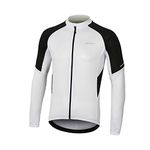 BERGRISAR Men's Basic Cycling Jerseys Long Sleeves Bike Bicycle Shirt Zipper Pockets BG012 White Size Large