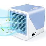 Portable Air Conditioner Fan, Personal Mini Air Conditioning Unit, 3 in 1 Evaporative Air Cooler With 3 Speeds, Small Aircon Humidifier for Home Office Room Camping (Blue)