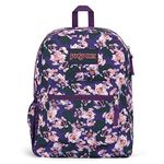 JanSport Cross Town Backpack, Purple Petals, 17" x 12.5" x 6" - Simple Bag with 1 Main Compartment, Front Utility Pocket - Premium Class Accessories