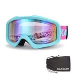 Karsaer Ski Goggles Anti Fog, Snowboard Goggles OTG 100% UV Protection Snow Goggles Bendable Dual-Lenses for Men Women Youth K7012