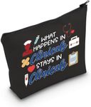 POFULL Nursing Clinical Instructor Gift What Happens in Clinicals Stays in Clinicals Cosmetic Bag Medical Gift, What Happens black bag, 0