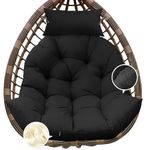 Tycdiose Outdoor Hanging Egg Chair Cushion Replacement, Thicken Egg Chair Cushion Waterproof Basket Egg Chair Cushion with Headrest Pillow, U-Shaped Cushions for Hanging Egg Chair Swing (Black)