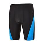 DEVOROPA Boys' Swim Jammers Youth Competitive Swim Team Suit Quick Dry Athletic Swimming Shorts UPF 50+ Black/Blue S