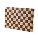 Bill.F Wooden Chopping Board with Checkerboard Pattern and Inner Side Handles, 36x24x2.5cm Cutting Board Ideal for Carving Meat, Cutting Vegetables, Cheeses and Bread