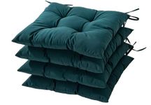 HAMO Drizzle Proof Chair Cushions With Ties Seat Pads for Indoors and Outdoors, Set of 4 (Dark Green, 45 x 50 cm)