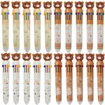 Multicolor Ballpoint Pen, 20 Pack 0.5mm 10-in-1 Colored Retractable Cute Cartoon Bear Ballpoint Pens for Office Back to School Supplies Students Children Gift