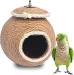 Birdhouse, Parakeet Nest Coconut Shell Rope Weave Bird Breeding Nest for Budgie Parakeet Conure Canary Lovebird