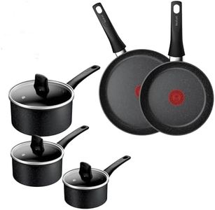 Tefal Titanium Stone Induction Non-Stick 5pc Set: Saucepan 16/18/20 + lids, Frying pan 24/28cm