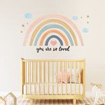 Containlol Rainbows Wall Decal, Rainbow Stickers Large Rainbow Wall Decor Peel and Stick Wallpaper for Girl Bedroom Baby Shower Nursery Kid Playroom Decor You are So Loved 30x14 inch (Pink Blue)