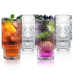 Joeyan Cocktail Glasses Drinking, 340 ml Highball Glasses Water Glasses Clear Tall Dining Glasses Set of 4 for Water Juice Beer Drinks and Cocktails and Mixed Drinks