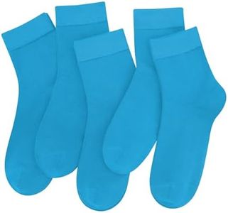 SERISIMPLE Colorful Quarter Ladies Crew Socks Breathable Solid Pastel Light Color Thin Bootie Unisex Sock 5 Pairs (s,Ocean Blue)