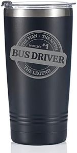 Bus Driver Appreciation Gifts - World's #1 Bus Driver - 20oz/590ml Stainless Steel Insulated Tumbler - Christmas, Thank you, Retirement, End Of Term School Gifts For School Bus Driver - (Black)