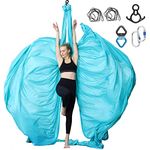 SKYPHAROS 11 Yards Aerial Silks Yoga Swing Set - Aerial Yoga Hammock Kit Anti-Gravity Flying Trapeze for Fitness, Low/Non Stretch Nylon Tricot Fabric Hardware Included for Dance