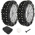 SCITOO Snow Tire Chains,Snow Chains For SUV Car Pickup Trucks,Anti-Slip Adjustable Durable Low Noise Universal Snow Tire Chains For 205-255mm - Set of 2