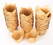 GOLDEN APPLE, 200 Pcs Tulip Cupcake Liner Baking Cup Muffin Tins Cups for Weddings, Birthdays, Baby Showers (Small, Natural)