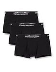 Emporio Armani Men's 3-Pack Cotton Trunk, Black, Medium