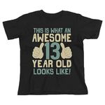 buzz shirts This is What an Awesome 13 Year Old Looks Like, Boys 13th Birthday T-Shirt, Made from Organic Cotton Black