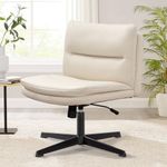 Armless Office Chair No Wheels Wide Office Chair Rocking Mid Back Ergonomic Leather Computer Task Vanity Chair for Make Up