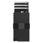 Jayri RFID Blocking Aluminum Metal Pop-up Minimalist Pocket Slim Wallet Credit Card Holder Upto 12 Cards with Cash Strap for Men and Women (Black) (Black)