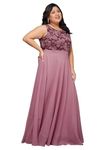 Miss Chase A+ Women's Round Neck Sleeveless Georgette Floral Lace Fit & Flare Maxi Dress (APAW19D08-57-196-04, Lavender, M)