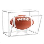Football Display Case Full Size, NETGOG Acrylic Football Storage Box Display Case with Removable Built-in Stand Clear Football Showcase with Magnetic Door for Football Memorial Sports Gloves (1 Pack)