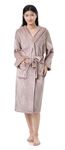 SUNNY FORREST Hooded Flannel Mid-Calf Men/Women's Bathrobe with Pockets. Comfort and Soft. (CA/US, Alpha, Large, X-Large, Regular, Regular, TAUPE)