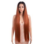 Style Icon 36" Lace Front Wigs Super Long Yaki Straight Wig With Baby Hair 130% Density Synthetic Wig (36 Inches, TT99A/130J)