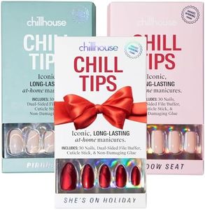 Chillhouse - Chill Tips Press on Nails Kit - She's the Prize Bundle (3-Pack) - 30 Nail Shapes & Sizes - Up to 3 Weeks Wear - Customizable Fit, Reusable - Latina Founded, Women Owned, Beauty, Self Care
