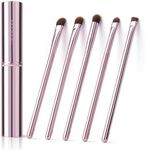 5Pcs Eyeshadow Brush Set, Premium Eyebrow Brush Eyeshadow Brush Concealer Brush Eye Blending Brush Eye Smudge Brush with Case, Pink Makeup Brushes for Travel