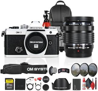 Olympus OM System OM-3 Mirrorless Camera with 12-45mm f/4 Lens Bundle Including: 128 GB Memory Card, Card Reader, Backpack, 3 Piece Filter Kit, Tripod, Hand Strap, Cleaning Kit, Storage Wallet, More
