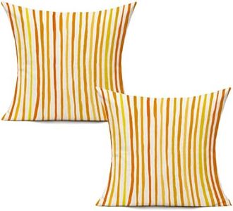 All Smiles Fall Outdoor Throw Pillow Covers 18x18 Set of 2 Yellow Patio Bench Garden Porch Sunbrella Furnitures Sage Lines Stripes Cushion Cases Decorative for Sofa Couch