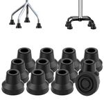 supregear 12 PCS Quad Cane Tips, 16 mm Rubber Cane Tip Heavy Duty Non-Slip Extreme Grip Cane Replacement Foot Accessories for Walking and Standing Stick for Women Men Seniors Elderly, Black
