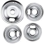 W10196405 W10196406 Chrome Drip Pans Kit by Blutoget -Compatible for Whirlpool Electric Range Burner -Replaces 0089285 0091813 0304979 0310228 -Includes an 8-Inch and 3 6-Inch Electric Stove Drip Pans