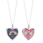 El Regalo 2 PCs Best Friends Heart-shaped Photo Box Pendant Necklace for Girls/Besties/Soul Sisters- BFF Jewelry Gift (Rainbow Heart Photo Pendant)