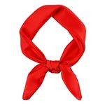 GERINLY Red Neckerchief for Mime Costume, Retro 1950s Square Scarfs, Women Bright Ponytail Scarf for Travel (Red)