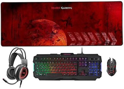 Mars Gaming MCPRGB2ES, Set Tastiera e Mouse Gaming + Tappetino Mouse + Cuffie, ES