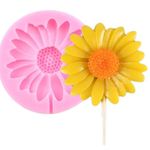 RKPM HOMES Chrysanthemum Fondant Mold I 3D Sunflower Daisy Flowers Stick Silicone Candy Mold I for DIY Handmade Chocolate Cake Décor Jelly Polymer Clay Pastry Soap Resin Candle Art Craft - 1 Cavity