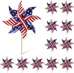 HOOSUN 4th of July Decorations,12Pcs American Flag Patriotic Pinwheels for Yard and Garden,Fourth of July Pinwheels Patriotic Memorial Day Decorations,Garden Wind Spinners,Pinwheel for Kids,Lawn,Patio