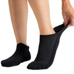 Viasox Diabetic Ankle Socks for Women & Men, Low Cut Non Binding, Seamless Neuropathy Socks, Black, X-Large