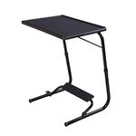 TABLE MAGIC Alloy Steel - Laptop Table Mat Finish, Lapdesk, Utility Table, Table with Footrest, Height Adjustable Table, Work at Home Table (Tm Footrest- Midnight Black, Large)