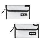 Airfish 2 Pack Fireproof Money Bag, 5 x 8 inches Fireproof Wallet, Waterproof Cash Bag with Zipper, Small Fireproof Cash Bag for Valuables-Silver