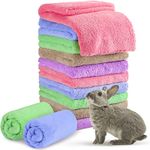 10 Pieces Guinea Pigs Blankets Hamster Fleece Cage Liners Soft Guinea Pig Accessories Small Animal Pet Blanket Sleep Bedding Mats Pet Supplies for Dog Puppy Cat (Mixed Colors,13.8 x 29.5 Inch)