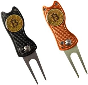 Bitcoin Divot Tool Combo Pack - Black and Orange - Halloween Addition - Golf Divot Repair Tool, All-Metal Golf Accessories - 3- in-1 (Divot Tool, Ball Marker, Club Holder) Magnetic Ball Marker