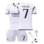 KARAZZO Kids Soccer Jersey Kits #7 Boys Girls Sports Fan Jerseys Football Suit Soccer Jersey with Shorts and Socks（White-28