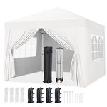 Yaheetech Pop-Up Gazebo 2x2 with 4 Removable Side Panels, Silver-costed Oxford Marquee Canopy with Wheeled Bag & Sandbags, Metal Frame Shelter Tent for Outdoor Garden Party Camping, White