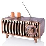 CYBORIS Retro Bluetooth Speaker, Vintage Radio Walnut Wood Rotary FM Radio 20W Dual Speakers Stereo,with U Disk/TF Card/Aux Music Player Function,Portable Wireless Speakers for Home, Office Decor